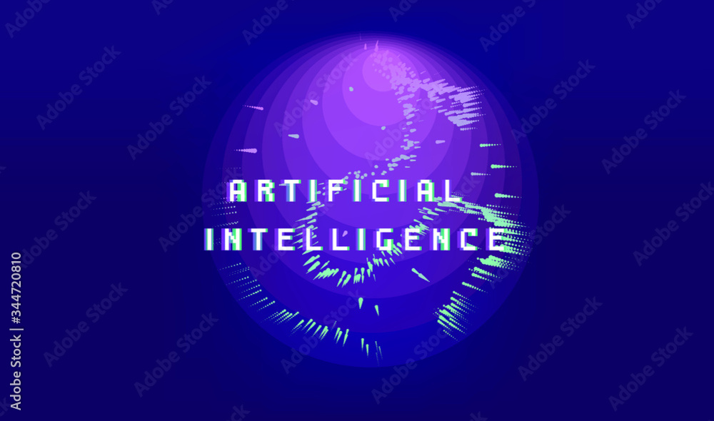Fototapete dotted sphere made of particles. cover or poster for high tech systems: artificial intelligence, dee