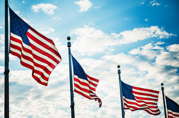 american flag in the wind on the mall in Washington DC, United States
