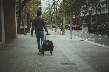 People on street during COVID-19 confinement in Barcelona,Spain. Coronavirus Social Distance