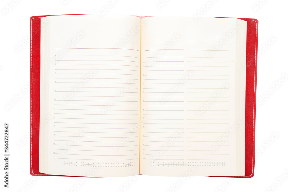 Poster design concept - top view of red notebook