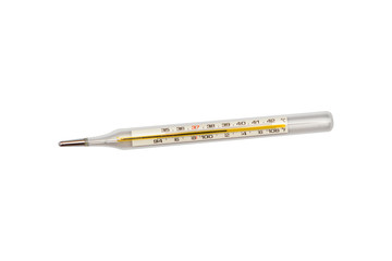 Glass medical mercury thermometer lies