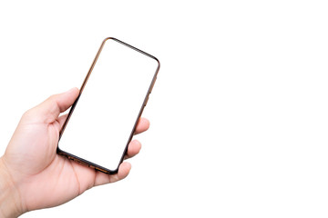 holding a black smartphone