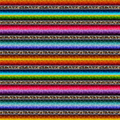Leopard Serape Seamless Pattern - Colorful Mexican fabric repeating pattern design with leopard print detail