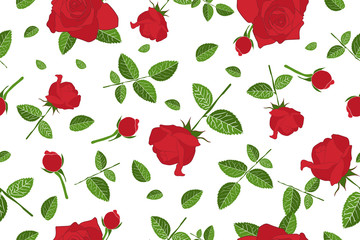 Seamless pattern with a rose vector