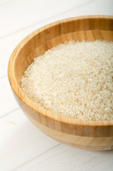 rice in the wooden bowl