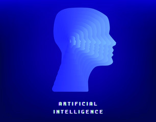 Human head silhouette, vector illustration for logotype.