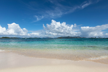 tropical beach with blue sky