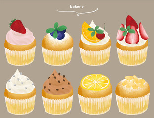 カップケーキ　マフィン　イラスト