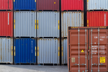 container cargo freight containers at Tanjung belawan port, North sumatra, Indonesia
