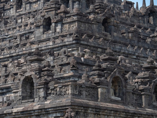 Wall and relief panels of  Borobudur temple, Java island,Indonesia