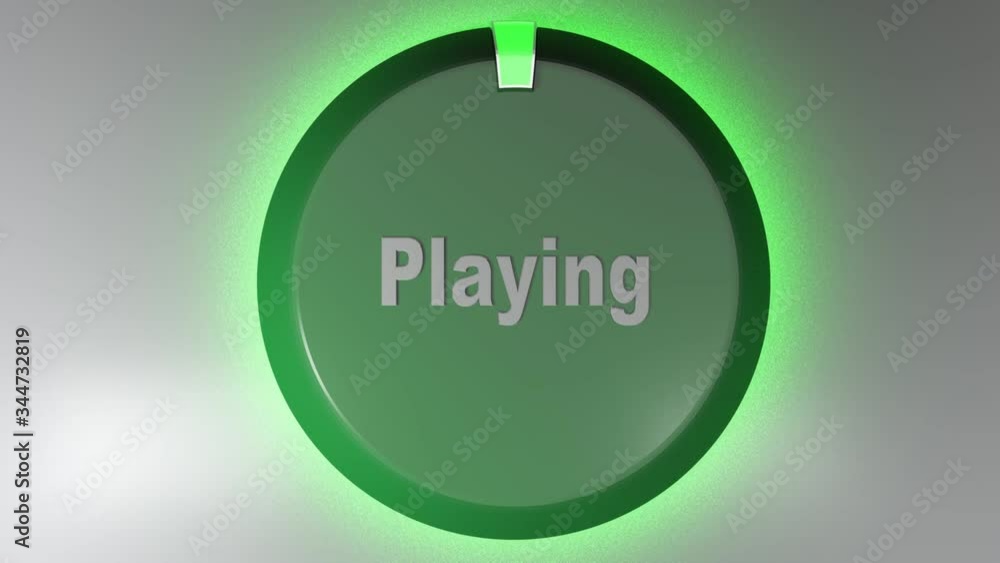 Poster a green circle icon with the write playing and a rotating cursor light - 3d rendering video clip