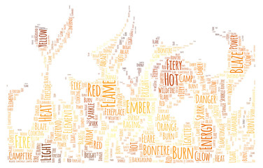 Fire Word Cloud Art Poster Illustration