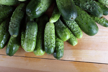 Cucumbers on table