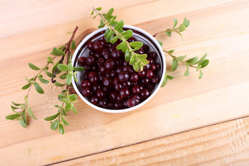 Lingonberry on table