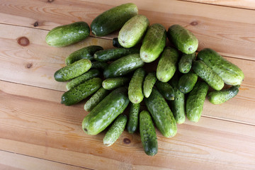 Cucumbers on table