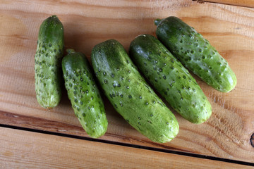 Cucumbers on table