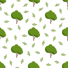 Trees and plants. Vector Seamless Pattern.