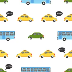 Garden poster Cars Cartoon Transportation Background. 