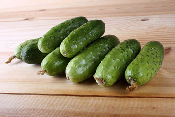 Cucumbers on table