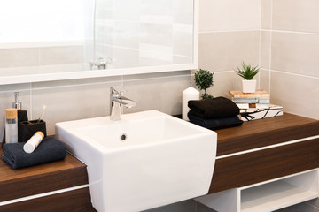 Bathroom interior with sink and faucet