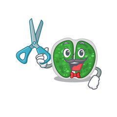 Sporty chroococcales bacteria cartoon character design with barber