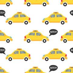 Taxi. Cartoon Transportation Background.