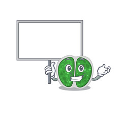 An icon of chroococcales bacteria mascot design style bring a board