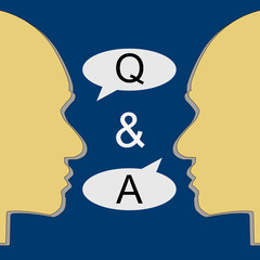 Faces with Q&A word. Concept of Questions and answer online support.