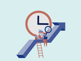 Men and women working on the up arrow ,  financial concept or Success at work concept