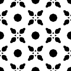 Black and white seamless pattern, texture, floral geometric design, retro, vintage ornament
