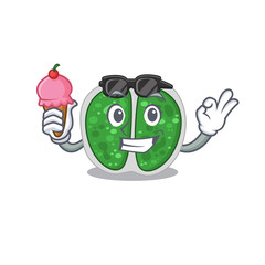Cartoon design concept of chroococcales bacteria having an ice cream