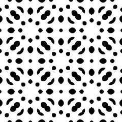 Black and white seamless pattern, texture, floral geometric design, retro, vintage ornament