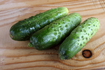 Cucumbers on table
