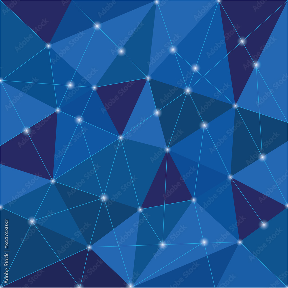 Poster abstract dark blue polygonal space background with connecting dots and lines
