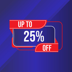 Fototapeta premium Up To 25% Blue Discount Sale Vector Design