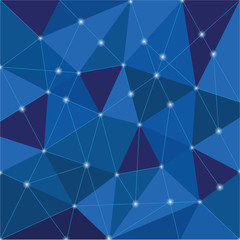 Abstract Dark Blue Polygonal Space Background with Connecting Dots and Lines