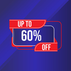 Up To 60% Blue Discount Sale Vector Design