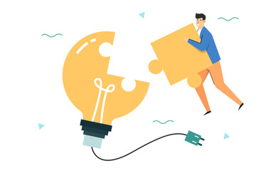 Creative development concept,Learning to build idea and innovation,Light bulb symbol creative problem solving,Banner website landing page background