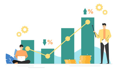 Financial growth,Analysis of business profitability strategies,Marketing team analysis work,Creating income from investment,graph,Banner website landing page background