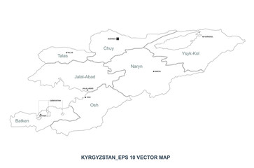 kyrgyzstan map. vector map of kyrgyzstan in central asia.