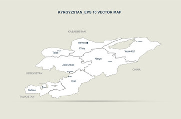 kyrgyzstan map. vector map of kyrgyzstan in central asia.