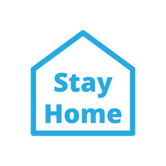 Stay at home in simple house and under roof. Covid 19 or Coronavirus protection campaign icon. Symbol or symbol vector illustration