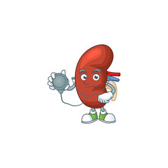 A dedicated Doctor leaf human kidney Cartoon character with stethoscope