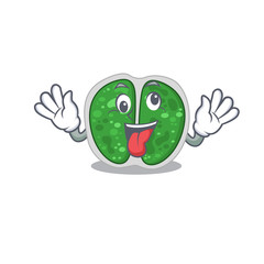 A cartoon design of chroococcales bacteriahaving a crazy face