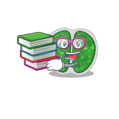 A diligent student in chroococcales bacteria mascot design concept with books