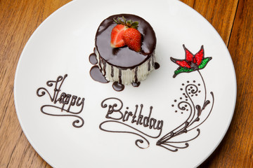 Chocolate strawberry cake for Happy birthday
