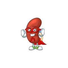 Leaf human kidney cartoon design concept dressed as Super hero
