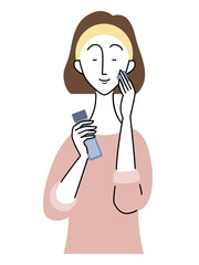 化粧水をつける女性