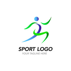 Sport logo design template with abstract shapes vector