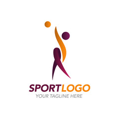 Sport logo design template with abstract shapes vector